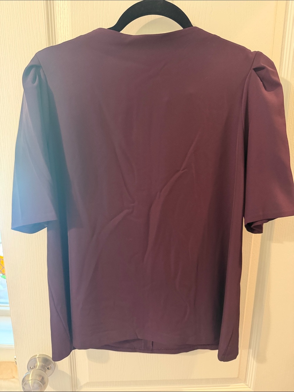 Calvin Klein Short Sleeve Puff Shoulder Top - Plum